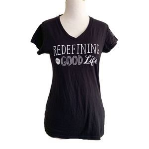 Loopt Works Women's Redefining the Good Life Black Tee SS T-shirt S Upcycled